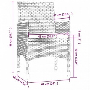 7 részes fekete polyrattan kültéri étkezőszett párnákkal