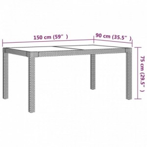 7 részes fekete polyrattan kültéri étkezőszett párnákkal