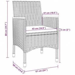 3 részes polyrattan és üveg kerti étkezőgarnitúra párnákkal