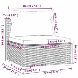 8 részes fekete polyrattan kerti ülőgarnitúra párnákkal