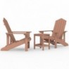 Barna HDPE kerti adirondack székek asztallal