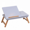 Notebook asztal|táblagép tartó, fehér|természetes bambusz, MELTEN