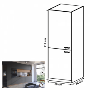 Magas hűtő beépítő szekrény, artisan tölgy|szürke matt, univerzális, LANGEN D60ZL