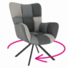 Dizájnos forgó fotel, patchwork|fekete, KOMODO