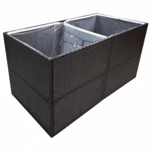 Fekete polyrattan kerti ültetőláda 157x80x80 cm