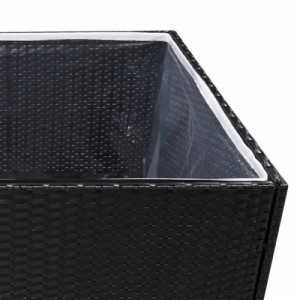 Fekete polyrattan kerti ültetőláda 157x80x80 cm