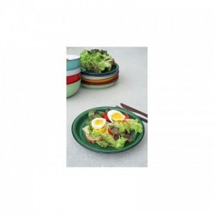 Kerámia lapos tányér, zöld 22 cm