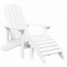 Fehér HDPE kerti adirondack szék lábtartóval és asztallal