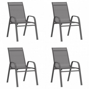 4 db szürke textilén rakásolható kerti szék