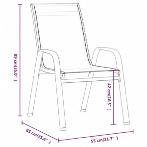 6 db szürke textilén rakásolható kerti szék