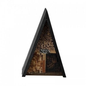 Háromszög alakú rovarhotel, méhecskéknek és fülbemászóknak, fekete