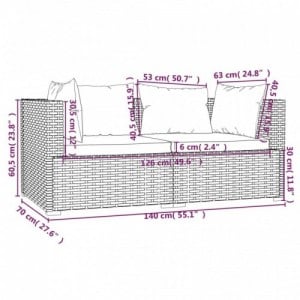 3 részes szürke polyrattan kerti ülőgarnitúra párnákkal