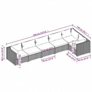 6 részes szürke polyrattan kerti ülőgarnitúra párnákkal