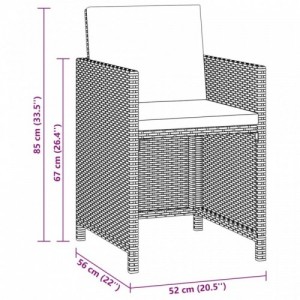 3 részes bézs polyrattan kerti étkezőgarnitúra párnákkal