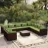11 részes barna polyrattan kerti ülőgarnitúra párnákkal