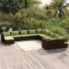 11 részes barna polyrattan kerti ülőgarnitúra párnákkal
