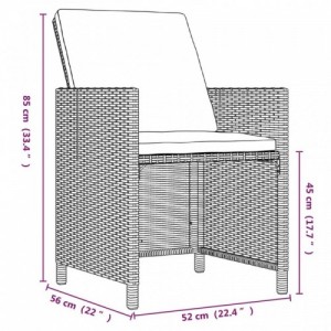 5 részes fekete polyrattan kerti étkezőgarnitúra párnákkal