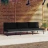 3 db félkör alakú polirattan kerti kanapé párnákkal