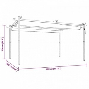 Antracitszürke kerti pavilon behúzható tetővel 4 x 3 m