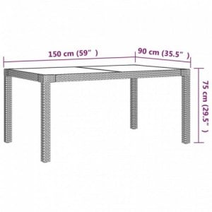 5 részes fekete polyrattan kültéri étkezőszett párnákkal