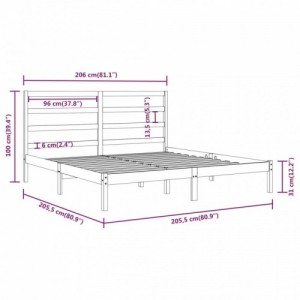 Fekete tömör fenyőfa ágykeret 200 x 200 cm