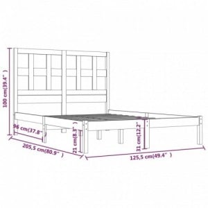 Fehér tömör fenyőfa ágy matrac nélkül 120 x 200 cm