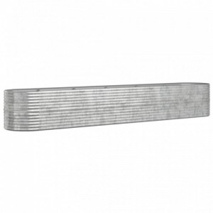 Ezüstszínű porszórt acél kerti magaságyás 440x80x68 cm