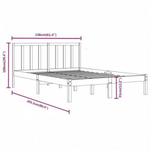 King Size fekete tömör fenyőfa ágykeret 150 x 200 cm