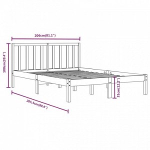 Fekete tömör fenyőfa ágykeret 200 x 200 cm