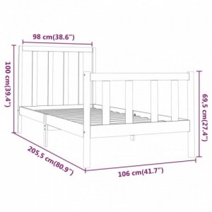 Tömör fenyőfa ágy matrac nélkül 100 x 200 cm