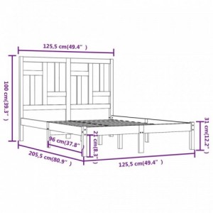 Fehér tömör fenyőfa ágy matrac nélkül 120 x 200 cm