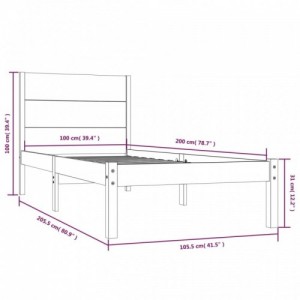 Tömör fenyőfa ágy matrac nélkül 100 x 200 cm