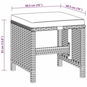 5 részes fekete polyrattan kerti étkezőgarnitúra párnákkal