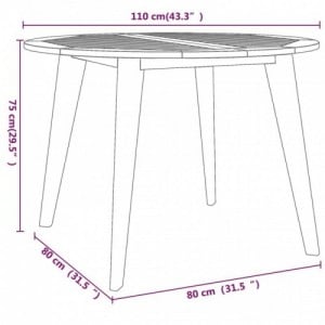 Tömör akácfa kerti asztal Ø110 x 75 cm