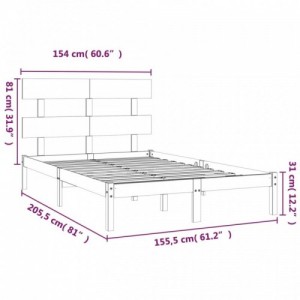 King Size tömör fa ágykeret 150 x 200 cm