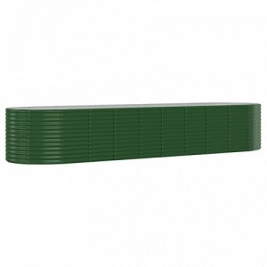 Zöld porszórt acél kerti magaságyás 396x100x68 cm