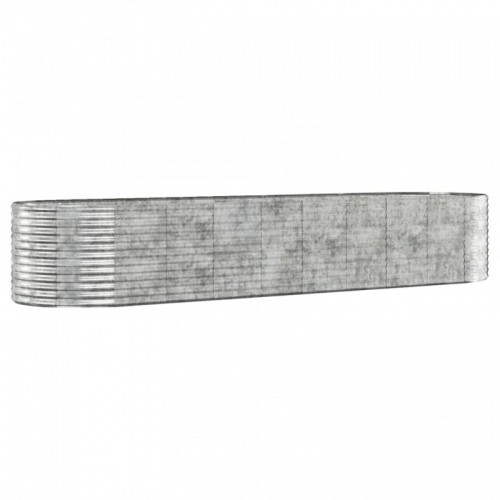 Ezüstszínű porszórt acél kerti magaságyás 396x100x68 cm