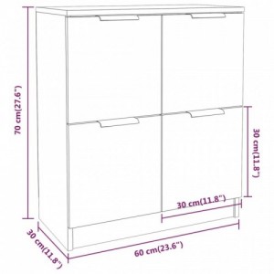 2 db magasfényű fehér szerelt fa tálalóasztal 60 x 30 x 70 cm