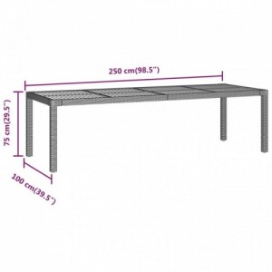 Fekete polyrattan kerti asztal 250 x 100 x 75 cm