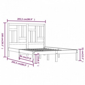 Tömör fenyőfa ágy matrac nélkül 200 x 200 cm