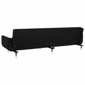 Kétszemélyes fekete bársony kanapéágy 2 párnával