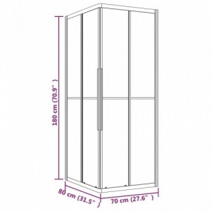 Fekete ESG tejüveg zuhanykabin 80 x 70 x 180 cm