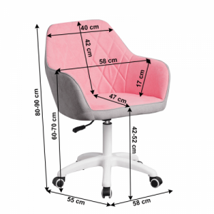 Irodai szék, szövet rózsaszín|szürke|fehér, SANTY