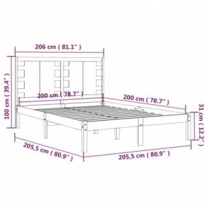 Fekete tömör fenyőfa ágykeret 200 x 200 cm