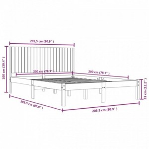 Fehér tömör fenyőfa ágy matrac nélkül 200 x 200 cm