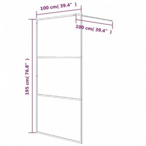 Fekete selyemmatt ESG üveg zuhanyfal 100 x 195 cm