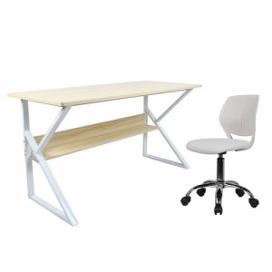 Polcos íróasztal, természetes tölgyfa|fehér, TARCAL 100