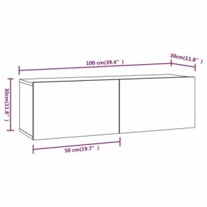 2 db barna -tölgyszín szerelt fa fali TV-szekrény 100x30x30 cm