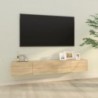 2 db sonoma-tölgy szerelt fa fali TV-szekrény 100x30x30 cm