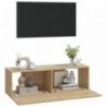 2 db sonoma-tölgy szerelt fa fali TV-szekrény 100x30x30 cm